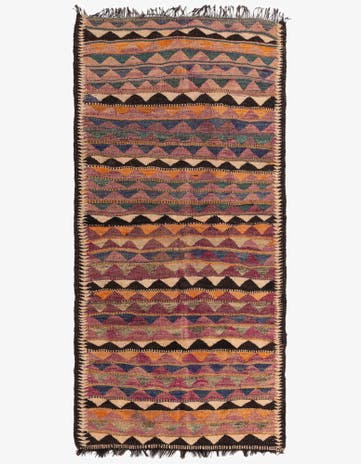 4' 8 x 9' Hand Woven Kilim Fars Wool Runner Rug