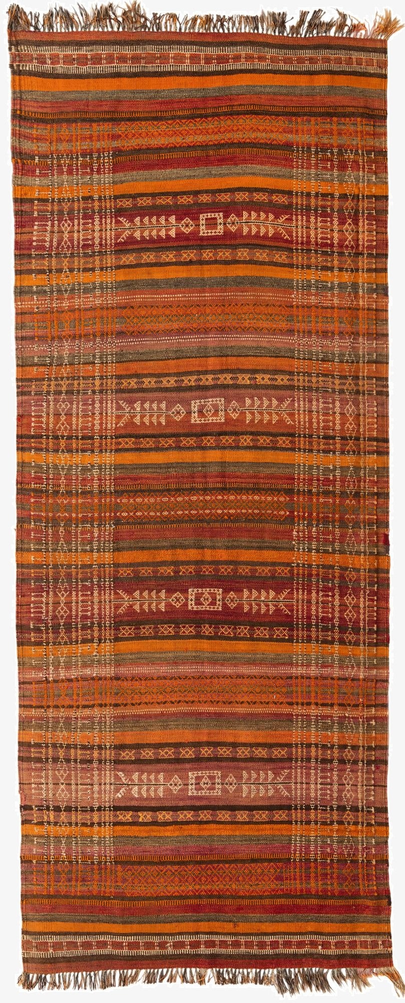 4' 3 x 10' 9  Hand Woven Kilim Fars Wool Runner Rug