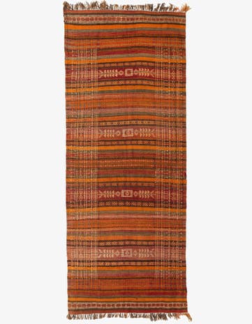 4' 3 x 10' 9 Hand Woven Kilim Fars Wool Runner Rug