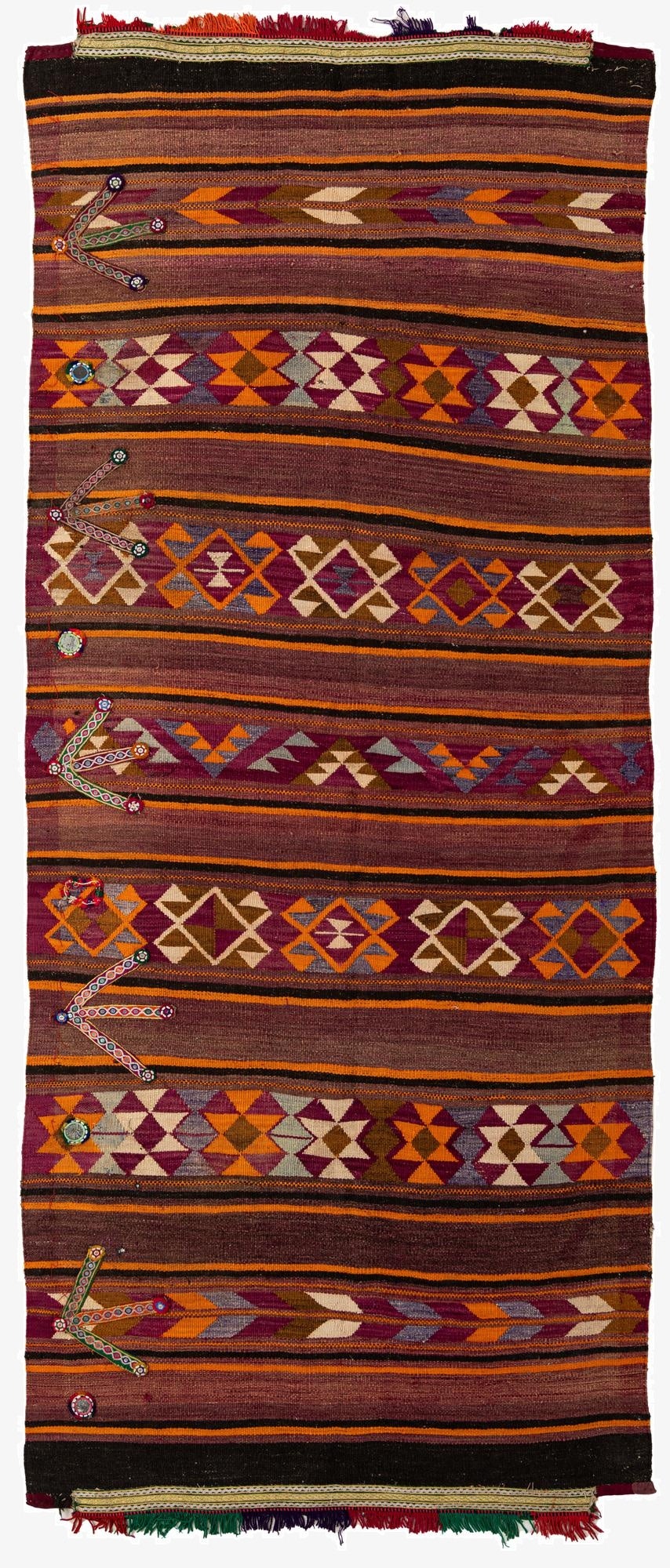 4' 7 x 11' 2  Hand Woven Kilim Fars Wool Runner Rug