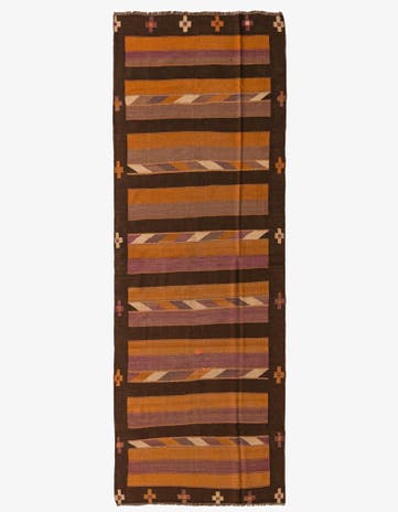 4' 2 x 11' 9 Hand Woven Kilim Fars Wool Runner Rug
