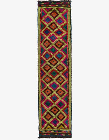 2' 3 x 9' 3 Hand Woven Kilim Fars Wool Runner Rug