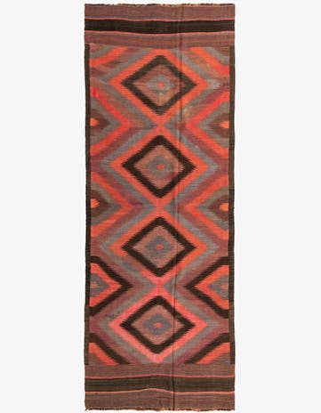 4' 4 x 11' 10 Hand Woven Kilim Fars Wool Runner Rug