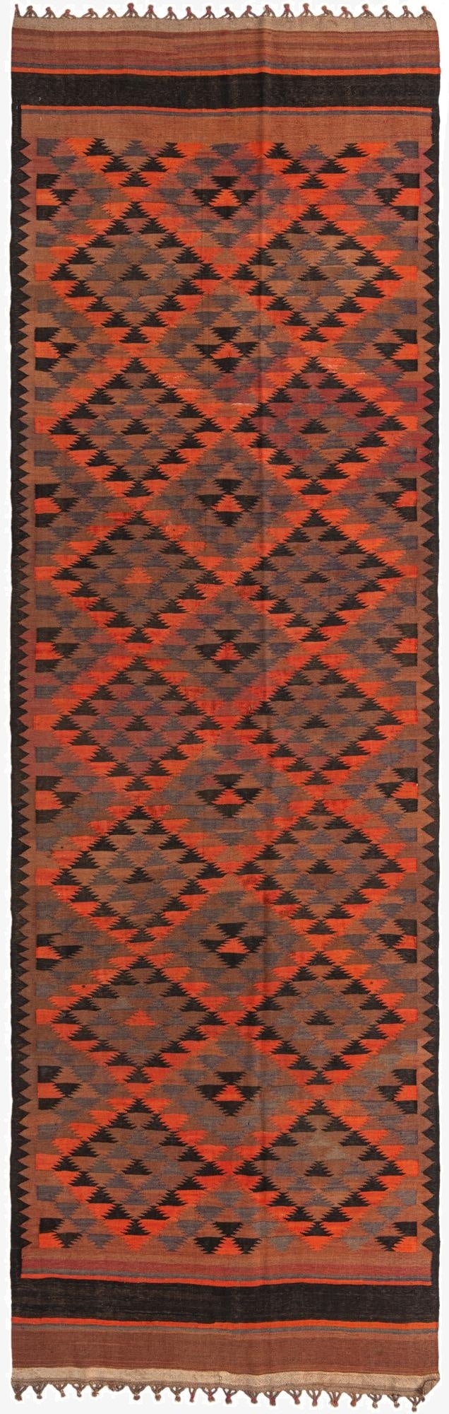 4' 5 x 14' 7  Hand Woven Kilim Fars Wool Runner Rug