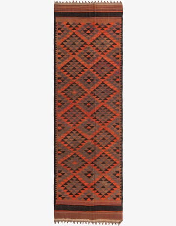 4' 5 x 14' 7 Hand Woven Kilim Fars Wool Runner Rug