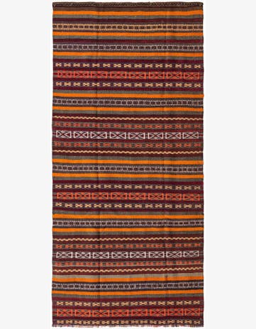 4' 1 x 8' 10 Hand Woven Kilim Fars Wool Runner Rug
