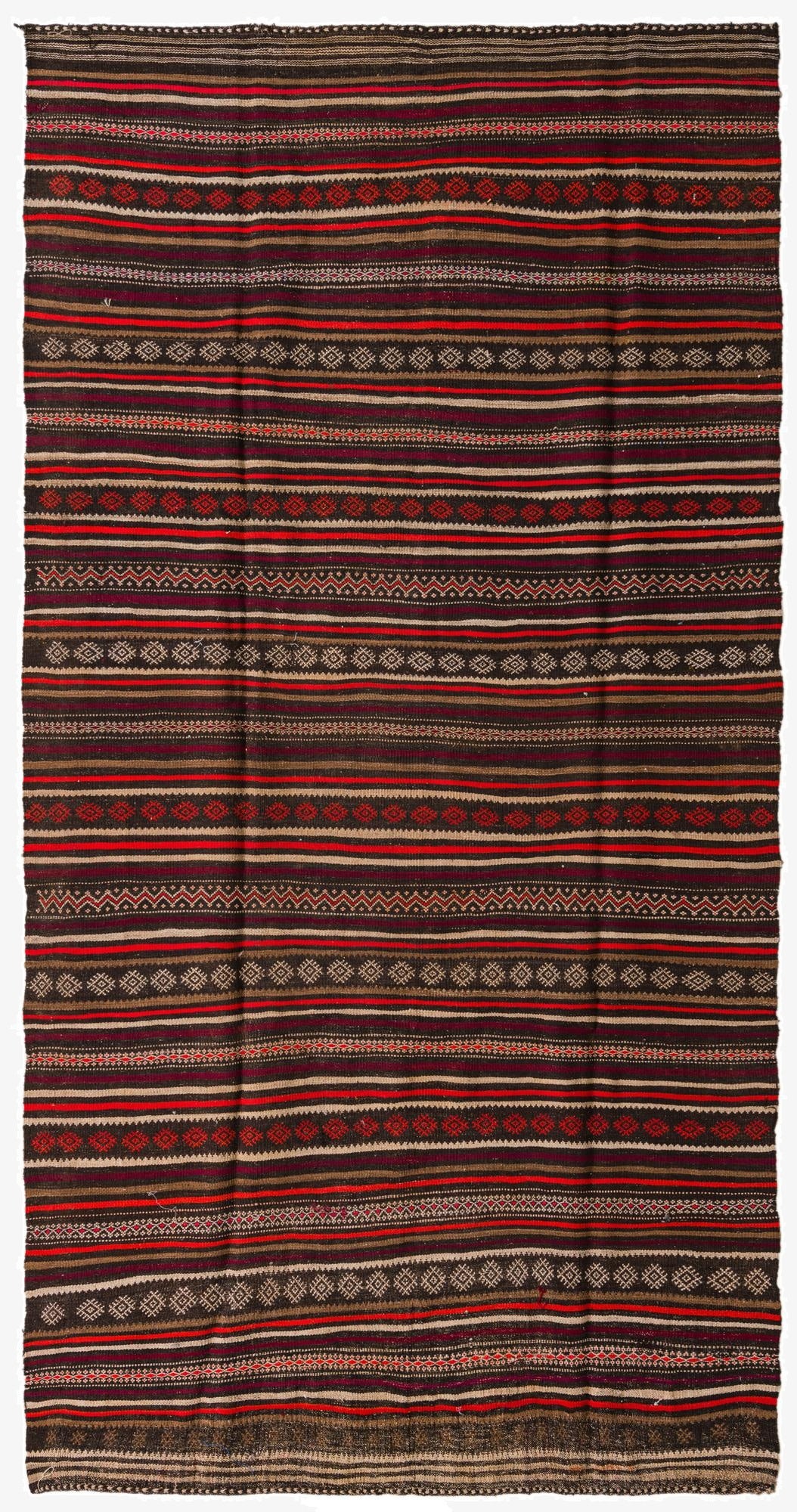 6' 2 x 12' 3  Hand Woven Kilim Fars Wool Runner Rug