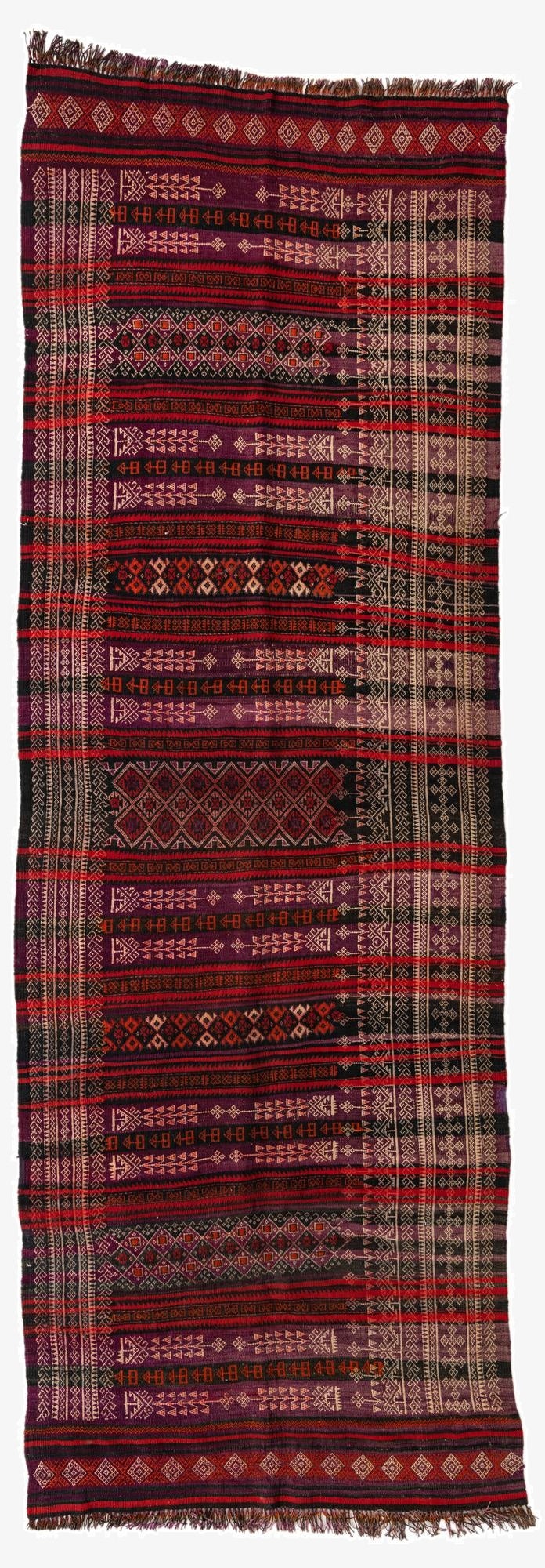 4' 5 x 12' 9  Hand Woven Kilim Fars Wool Runner Rug