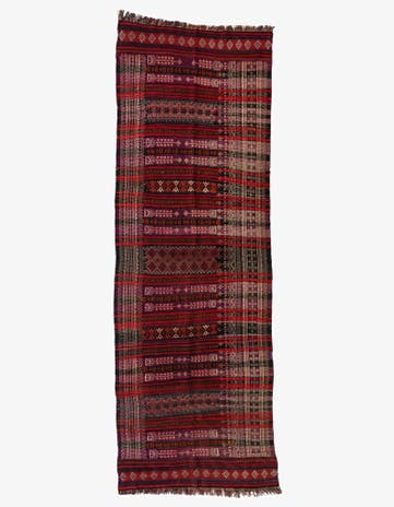 4' 5 x 12' 9 Hand Woven Kilim Fars Wool Runner Rug