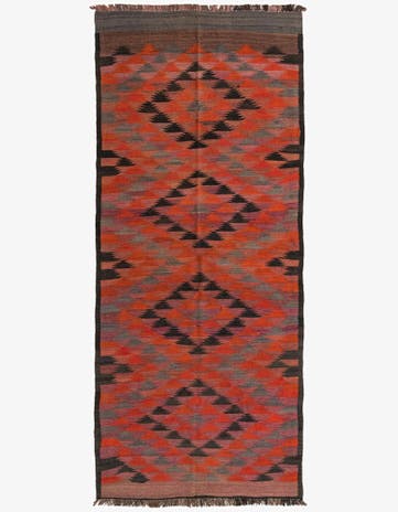4' 6 x 10' 9 Hand Woven Kilim Fars Wool Runner Rug