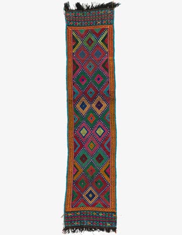 1' 10 x 8' 2 Hand Knotted Kilim Fars Persian Wool Runner Rug