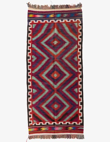 4' 7 x 10' 2 Hand Woven Kilim Fars Wool Runner Rug