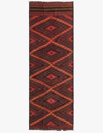 3' 10 x 11' Hand Woven Kilim Fars Wool Runner Rug