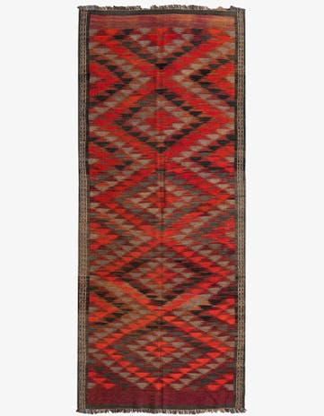 4' 5 x 10' 8 Hand Woven Kilim Fars Wool Runner Rug