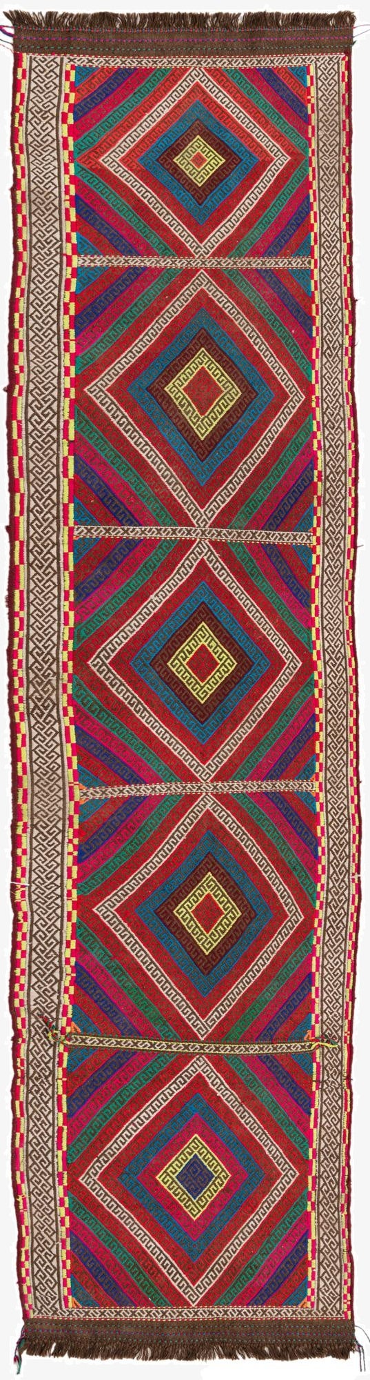 2' 2 x 9' 3  Hand Woven Kilim Fars Wool Runner Rug