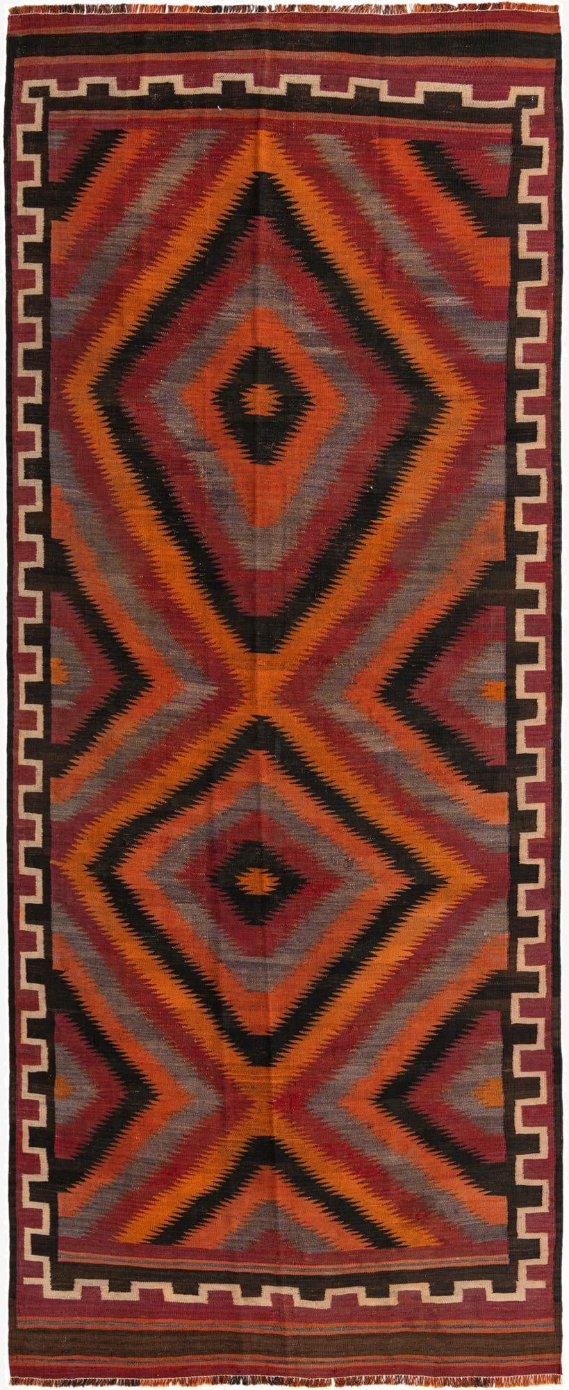 5' x 12' 4  Hand Woven Kilim Fars Wool Runner Rug