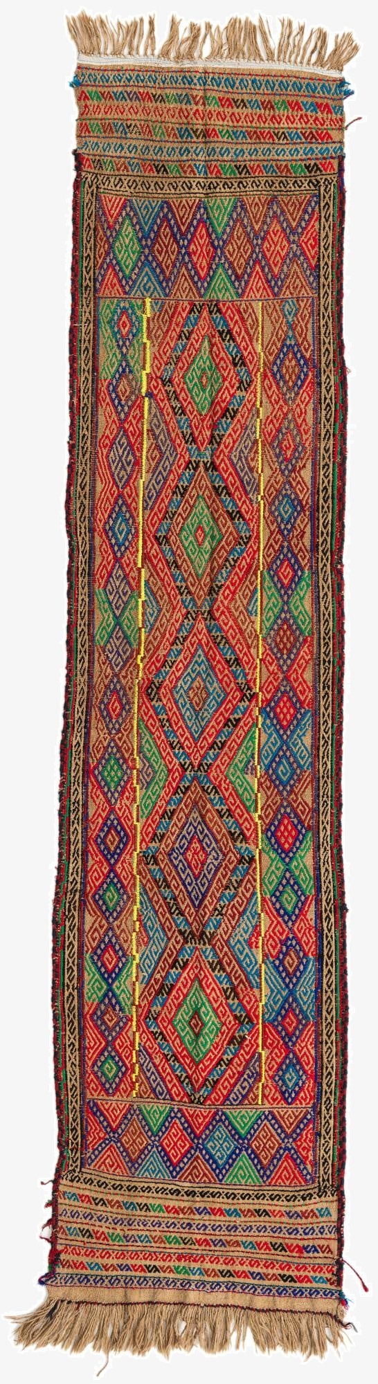 2' 1 x 9' 4  Hand Knotted Kilim Fars Persian Wool Runner Rug