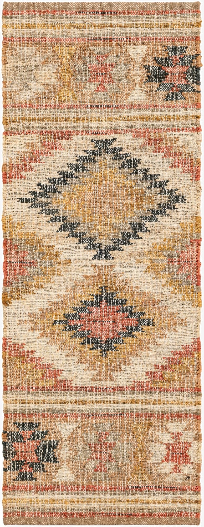 2' x 5' 1 Hand Woven Kilim Jute Runner Rug