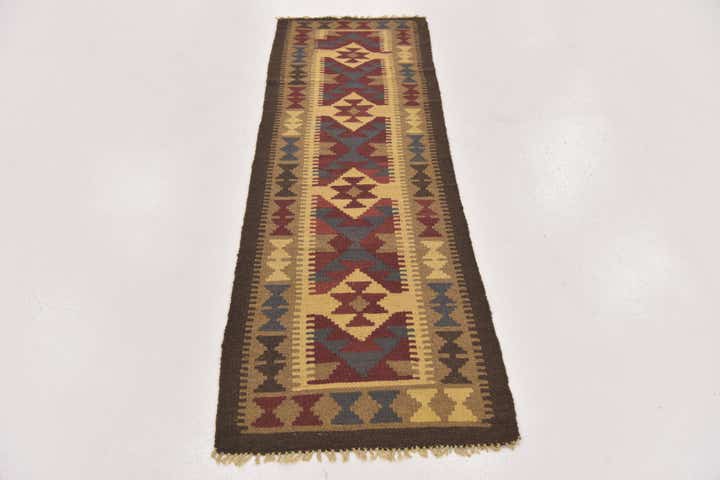 2' x 6' 6 Hand Woven Kilim Maymana Wool Runner Rug