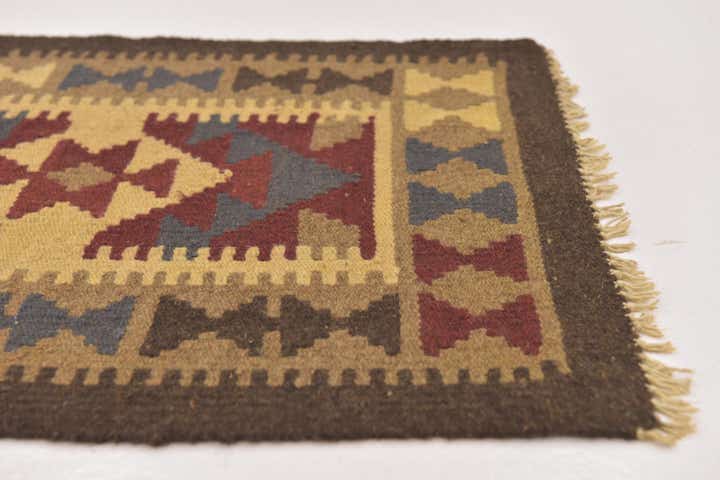 2' x 6' 6 Hand Woven Kilim Maymana Wool Runner Rug