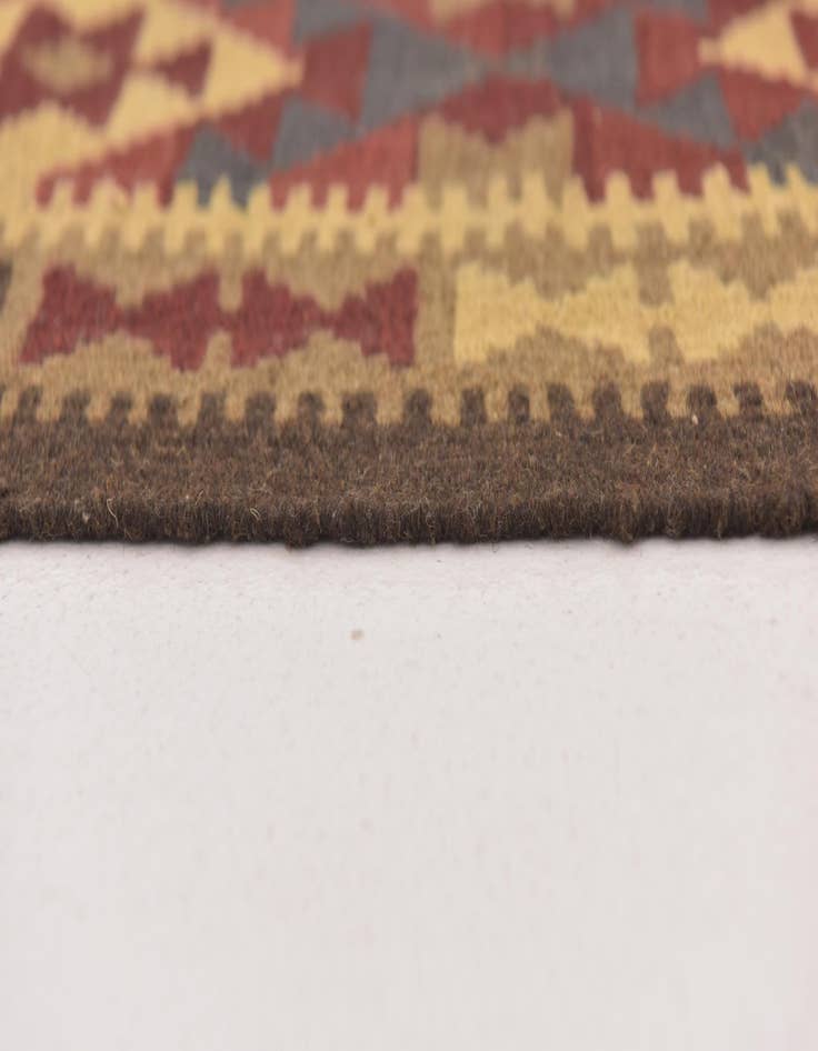 Detail image of 2' x 6' 6  Hand Woven Kilim Maymana Wool Runner Rug