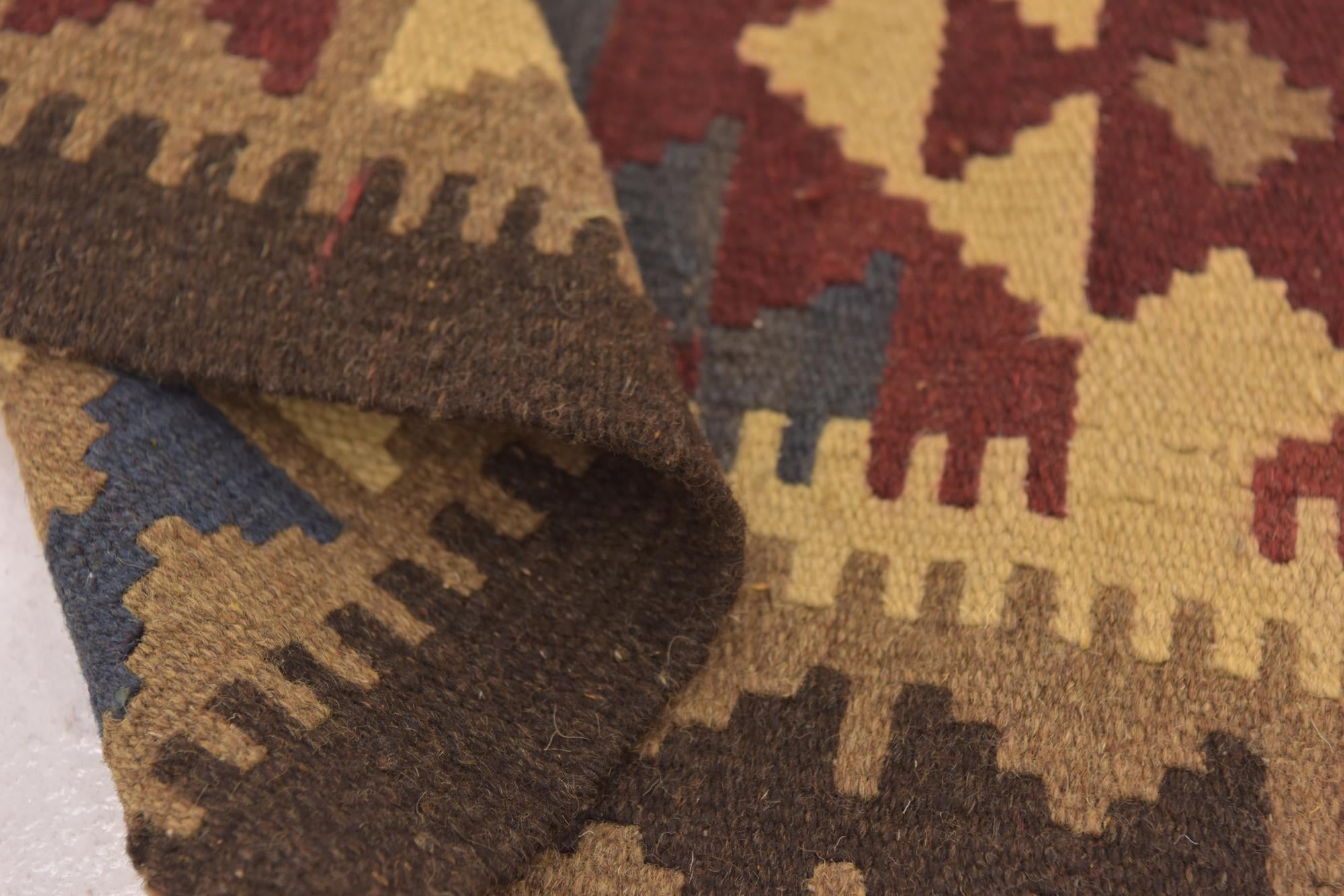 2' x 6' 6 Hand Woven Kilim Maymana Wool Runner Rug