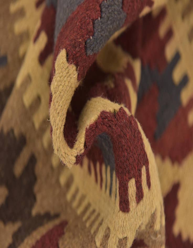 Detail image of 2' x 6' 6  Hand Woven Kilim Maymana Wool Runner Rug