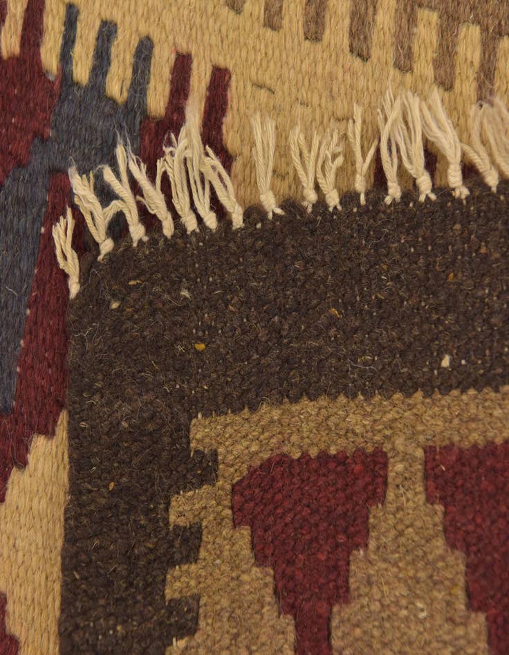 Detail image of 2' x 6' 6  Hand Woven Kilim Maymana Wool Runner Rug