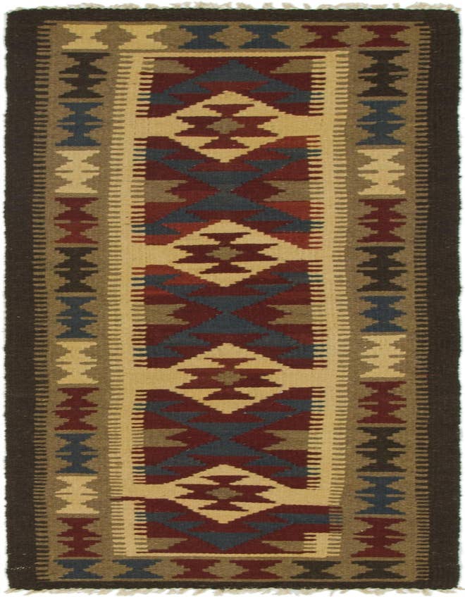 Detail image of 2' x 6' 6 Hand Woven Kilim Maymana Wool Runner Rug