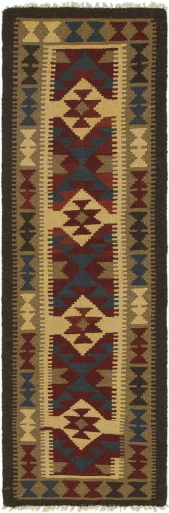 2' x 6' 6 Hand Woven Kilim Maymana Wool Runner Rug