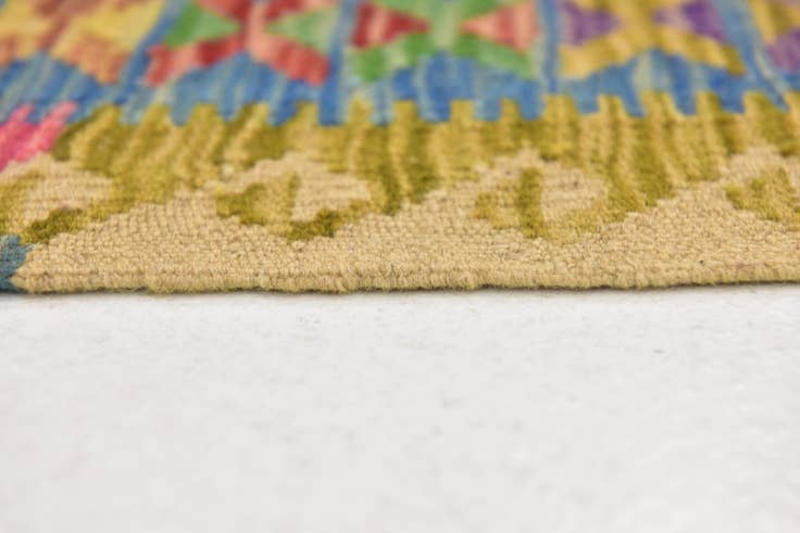 Detail image of 3' 3 x 6' 2 Hand Woven Kilim Maymana Wool Runner Rug