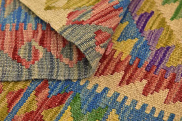 3' 3 x 6' 2 Hand Woven Kilim Maymana Wool Runner Rug