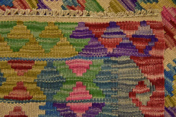 3' 3 x 6' 2 Hand Woven Kilim Maymana Wool Runner Rug
