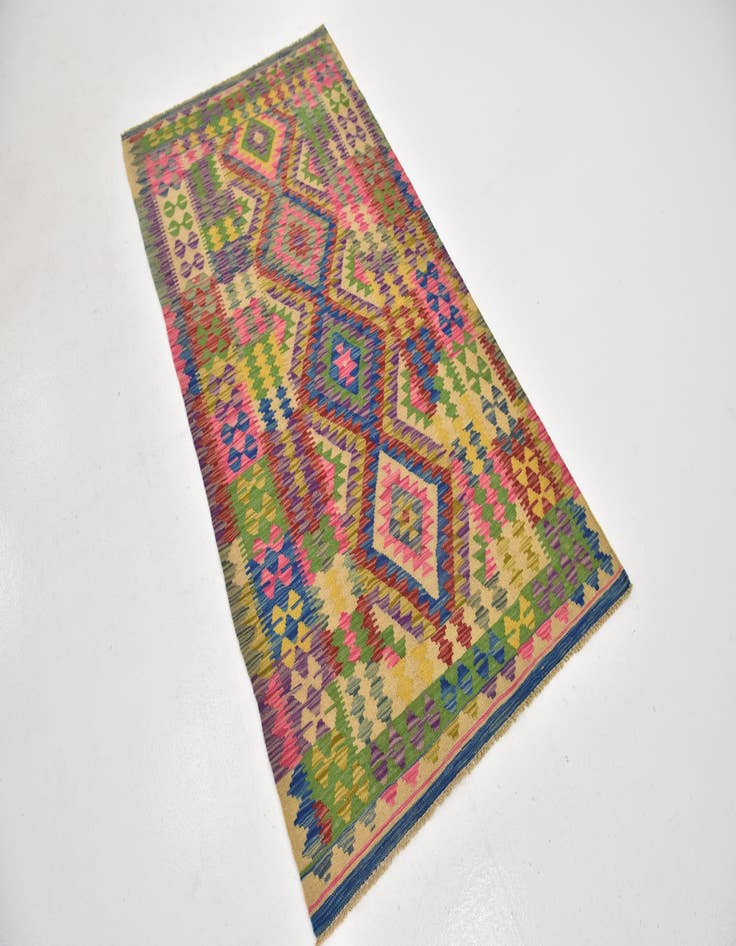 Detail image of 3' 6 x 6' 8  Hand Woven Kilim Maymana Wool Runner Rug