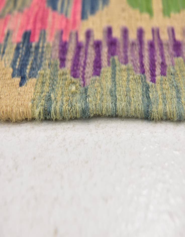 Detail image of 3' 6 x 6' 8  Hand Woven Kilim Maymana Wool Runner Rug