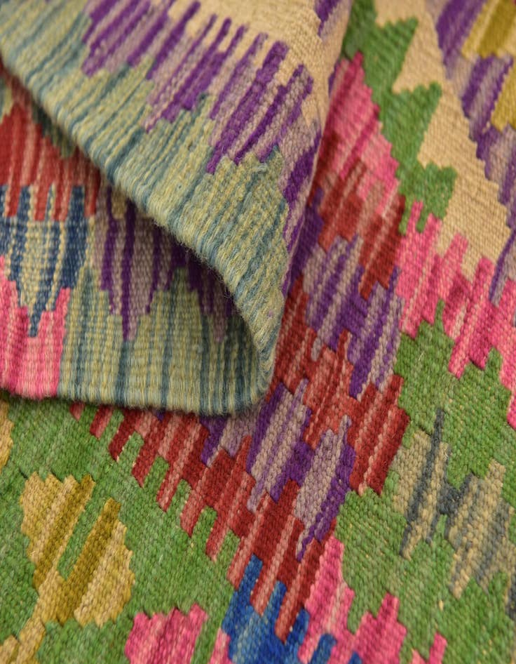 Detail image of 3' 6 x 6' 8  Hand Woven Kilim Maymana Wool Runner Rug
