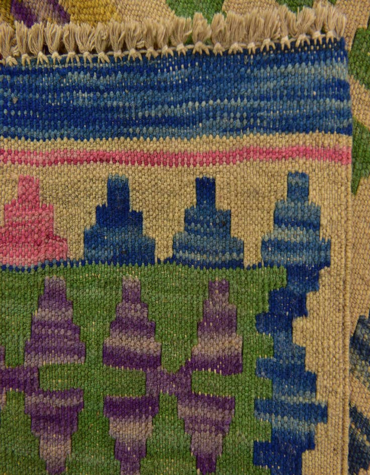 Detail image of 3' 6 x 6' 8  Hand Woven Kilim Maymana Wool Runner Rug