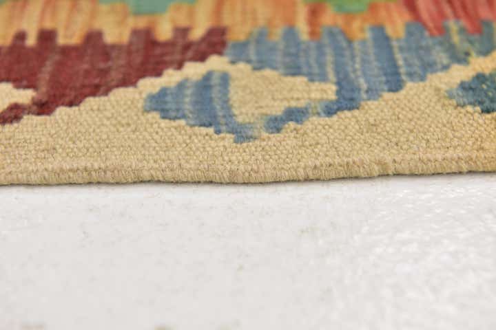 3' 3 x 6' 6 Hand Woven Kilim Maymana Wool Runner Rug