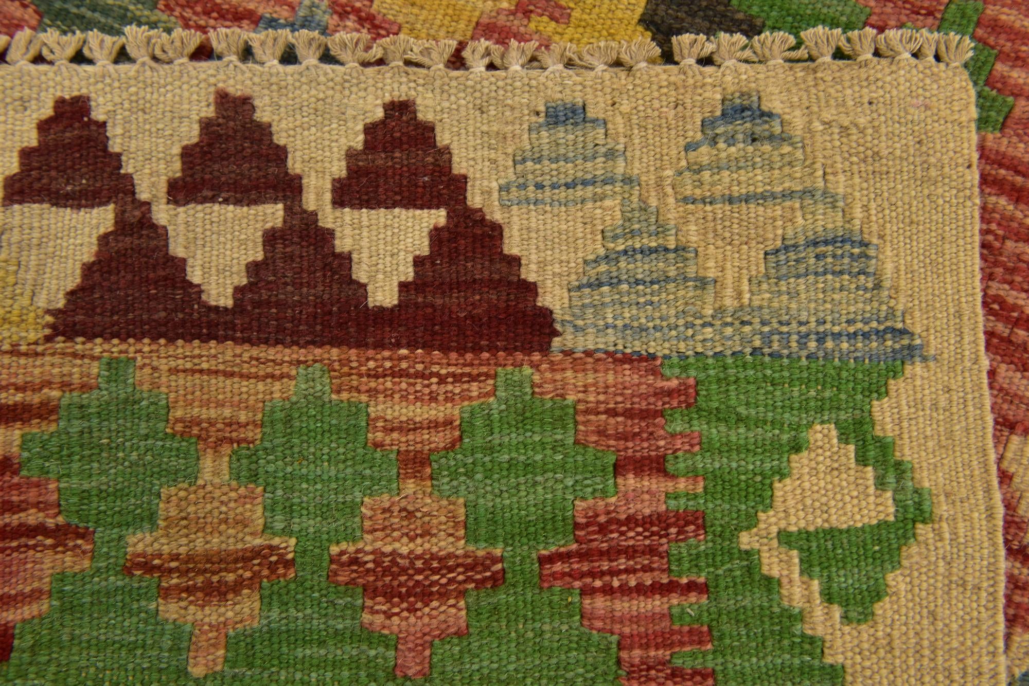 3' 3 x 6' 6 Hand Woven Kilim Maymana Wool Runner Rug
