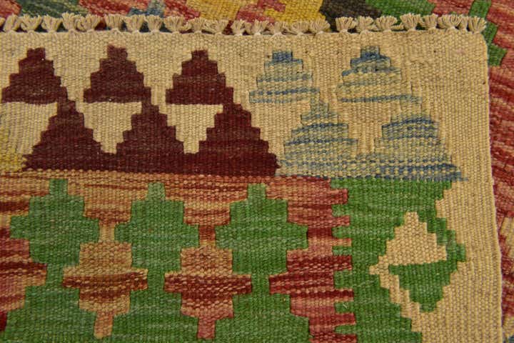 3' 3 x 6' 6 Hand Woven Kilim Maymana Wool Runner Rug