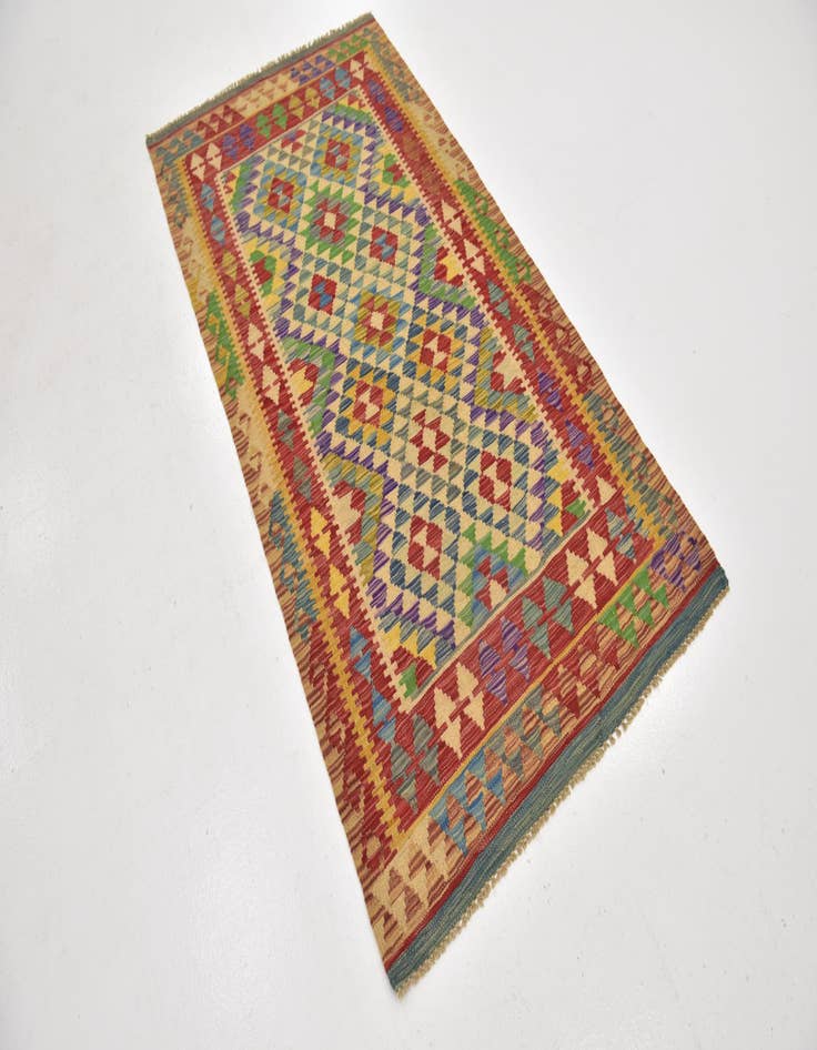 Detail image of 3' 4 x 6' 6  Hand Woven Kilim Maymana Wool Runner Rug