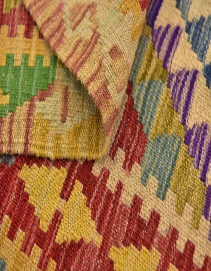 Detail image of 3' 4 x 6' 6  Hand Woven Kilim Maymana Wool Runner Rug