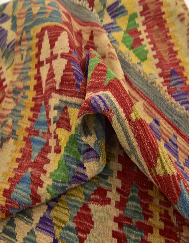 Detail image of 3' 4 x 6' 6  Hand Woven Kilim Maymana Wool Runner Rug