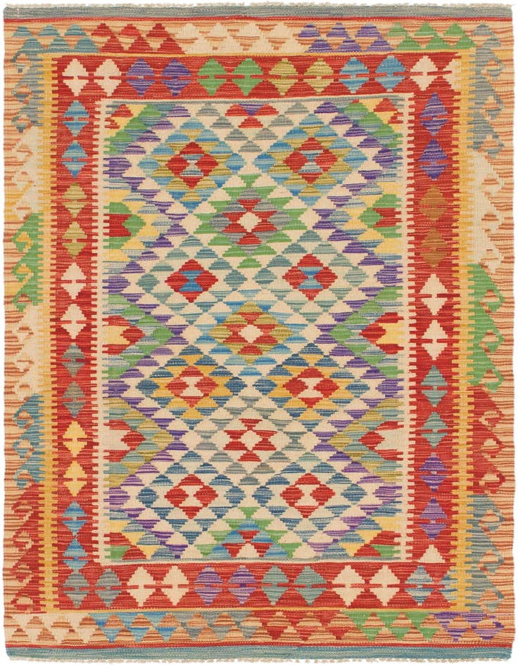 Detail image of 3' 4 x 6' 6 Hand Woven Kilim Maymana Wool Runner Rug
