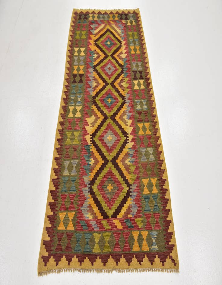 Detail image of 3' 3 x 6' 2  Hand Woven Kilim Maymana Wool Runner Rug