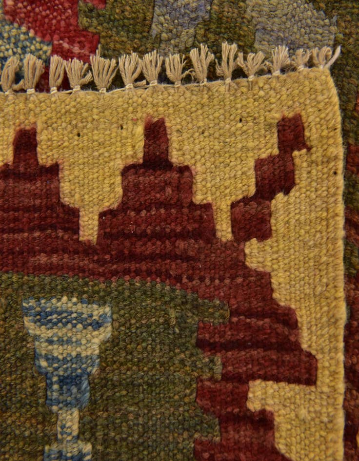 Detail image of 3' 3 x 6' 2  Hand Woven Kilim Maymana Wool Runner Rug