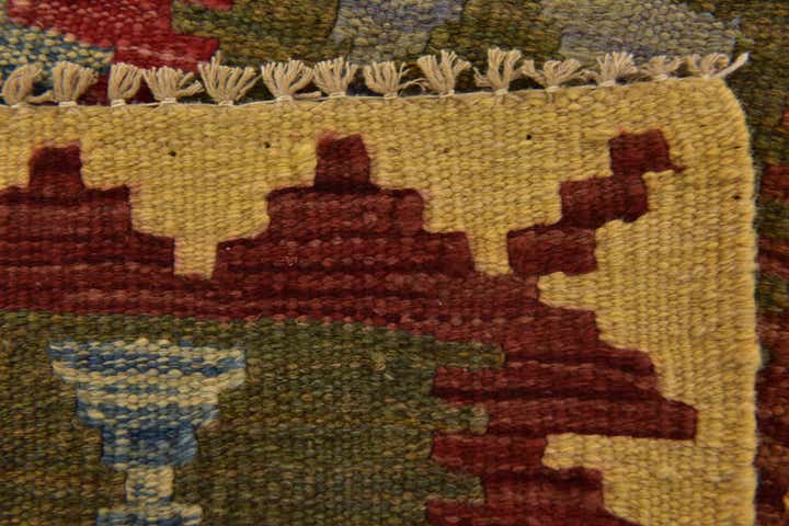 3' 3 x 6' 2 Hand Woven Kilim Maymana Wool Runner Rug