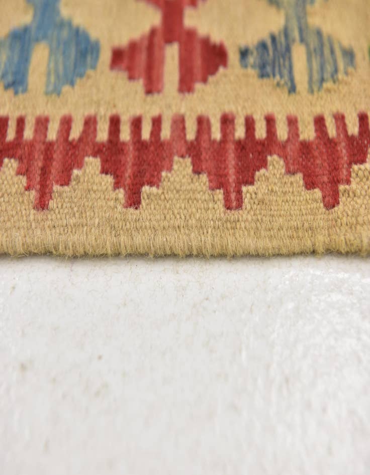Detail image of 3' 3 x 6' 3  Hand Woven Kilim Maymana Wool Runner Rug