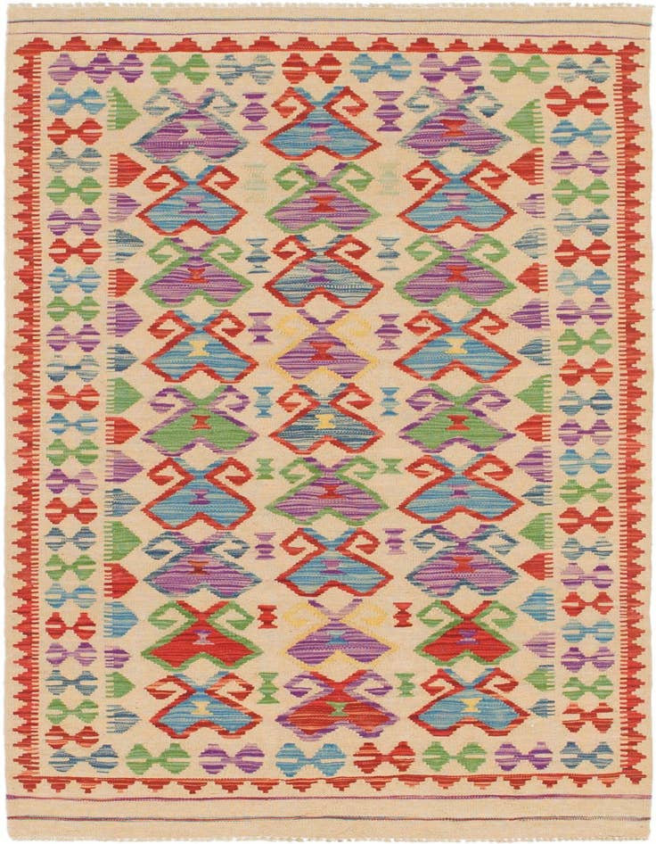 Detail image of 3' 3 x 6' 3 Hand Woven Kilim Maymana Wool Runner Rug