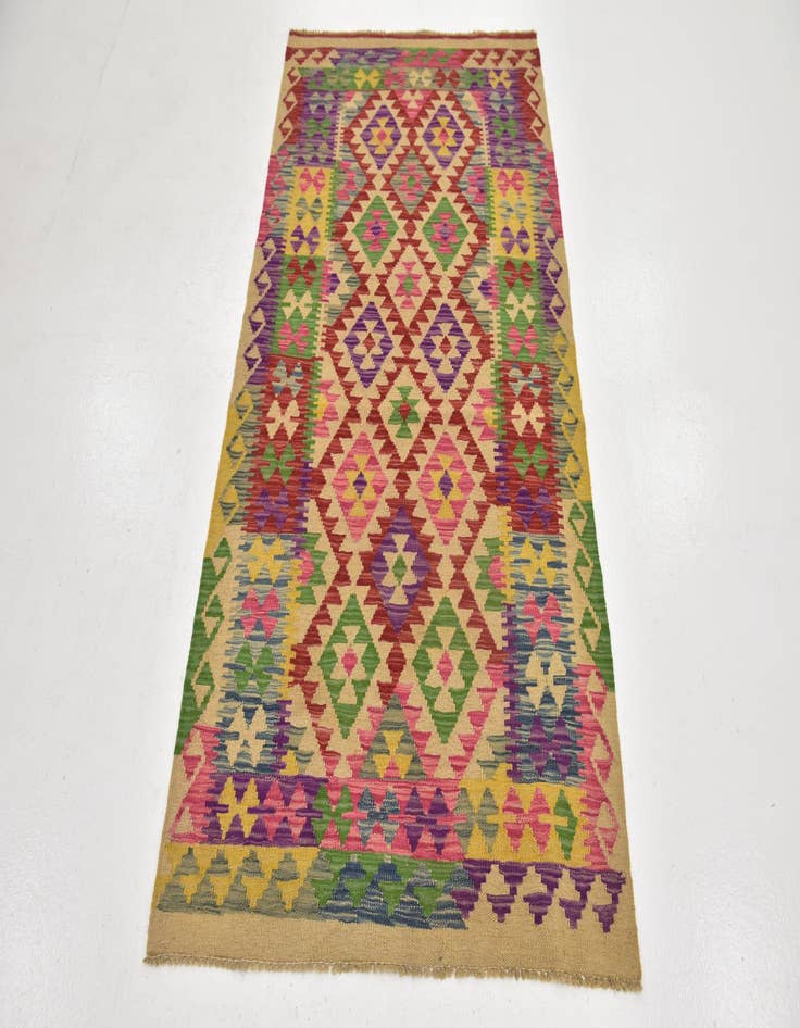 Detail image of 3' 4 x 6' 3  Hand Woven Kilim Maymana Wool Runner Rug